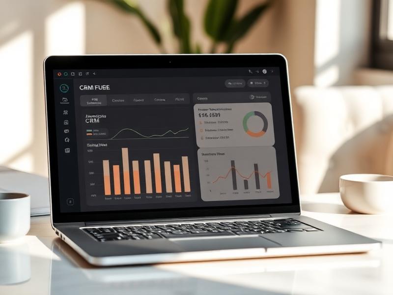 CRM-dashboard voor het beheren van klantcontact, offertes en werkprocessen op een laptop.