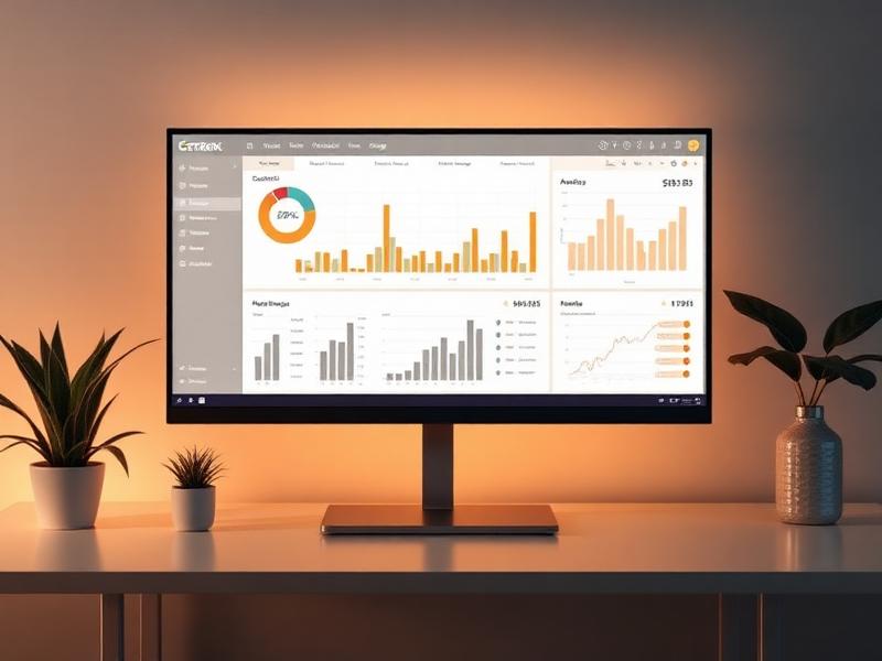 Managementdashboard met grafieken en KPI's voor financiële en operationele sturing op een monitor.